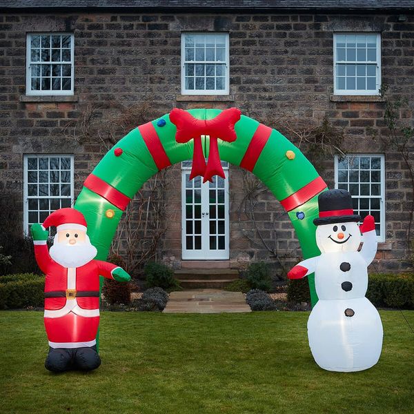 Christmas Santa Claus Snowman Arch Decor Inflatable Decoration Xmas Light Holiday Ornament Outdoor Indoor Built In LED 300 x 250cm