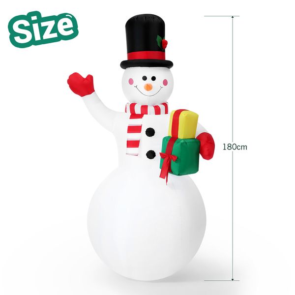 Christmas Decor Inflatable Snowman Decoration Xmas Light Holiday Ornament Blow Up Outdoor Party Garden Built In LED 180cm