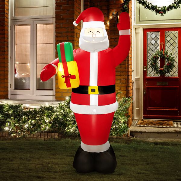 Christmas Santa Claus Decor Inflatable Decoration Xmas Light Holiday Ornament Blow Up Outdoor Indoor Garden Party Yard Built In LED 240cm