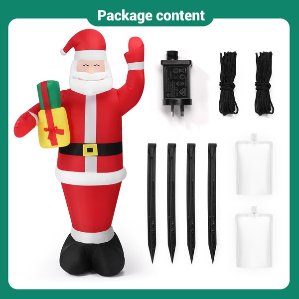 Christmas Santa Claus Decor Inflatable Decoration Xmas Light Holiday Ornament Blow Up Outdoor Indoor Garden Party Yard Built In LED 240cm