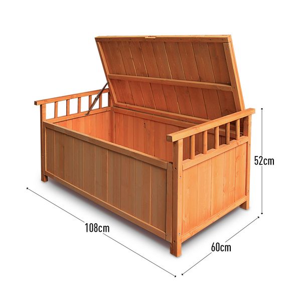 Outdoor Storage Box Wooden Toy Tool Cabinet Bin Garden Patio Bench Deck Container Outside