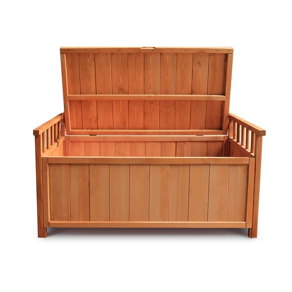 Outdoor Storage Box Wooden Toy Tool Cabinet Bin Garden Patio Bench Deck Container Outside