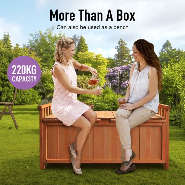 Outdoor Storage Box Wooden Toy Tool Cabinet Bin Garden Patio Bench Deck Container Outside