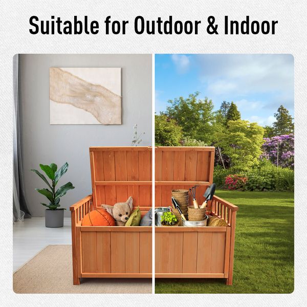 Outdoor Storage Box Wooden Toy Tool Cabinet Bin Garden Patio Bench Deck Container Outside