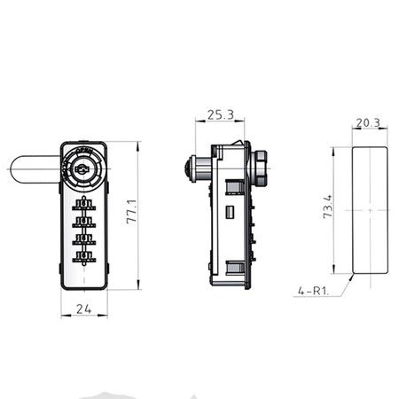 4-Digits Keyless Combination Cam Lock for Vertical Canbinet Doors