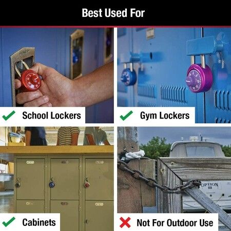 Combination Lock for Gym and School Locker, Purple