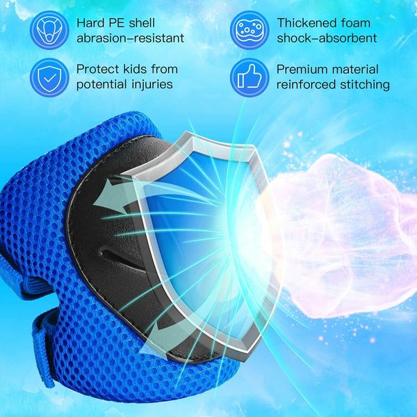 Size S Kids Protective Gear Set Knee Pads for Kids Toddler with Wrist Guards 3 in 1 for Skating Cycling Bike Rollerblading Scooter(Blue)