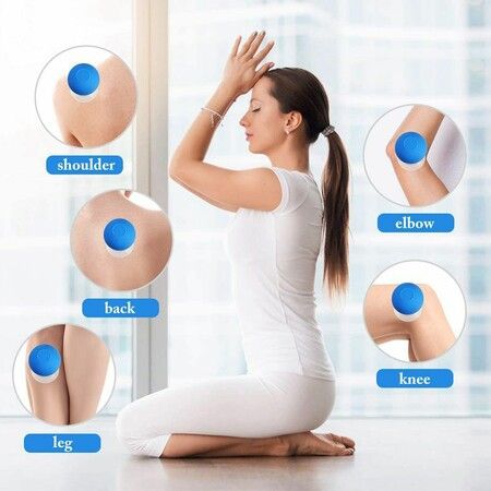 4 Pieces Glass Cupping Set Silicone Massage Vacuum Suction Cups for Body Face Leg Arm Back Shoulder Muscle(Blue)