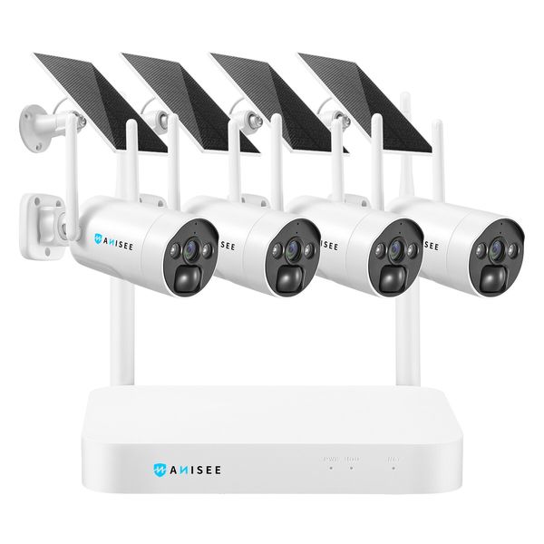 Wifi Security Cameras 4 Set Wireless CCTV Home Spy Surveillance System Outdoor With 8CH NVR Solar Panel Battery