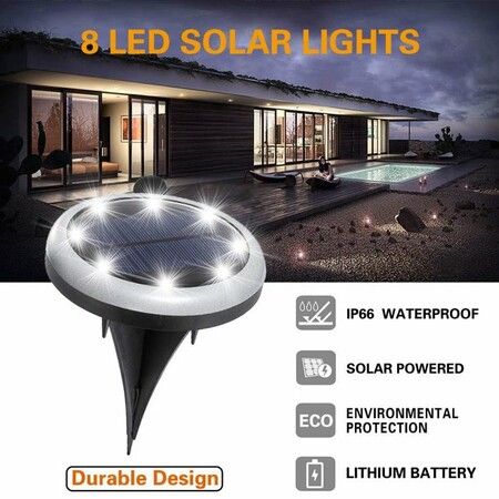 High Brightness 8LED Solar Buried Light Grass Light Solar Buried Light New Black Cover-Colourful (1Pack)