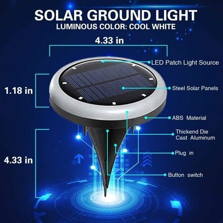 High Brightness 8LED Solar Buried Light Grass Light Solar Buried Light New Black Cover-Colourful (1Pack)