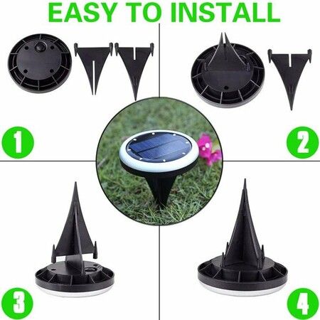 High Brightness 8LED Solar Buried Light Grass Light Solar Buried Light New Black Cover-Colourful (1Pack)