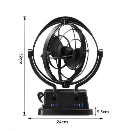 12V 24V Caravan Fan Camper Camping Trailer RV Boat Gimbal Design 360 Degree Campervan Motorhome with Remote Control Black