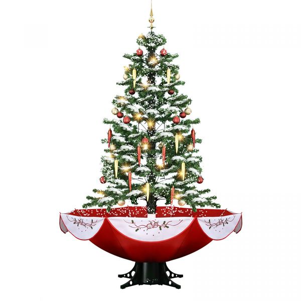 Christmas Tree Decorated Snowing LED String Fairy Lights Xmas Topper Artificial Decoration Balls Icicle Ornament Musical Umbrella Stand 190cm