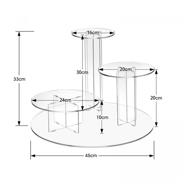 Acrylic Cupcake Stand 3 Tier Display Shelf Unit Tower Cake Bakery Donut Model Pastry Holder for Wedding Party Round Clear 