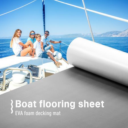 Marine Carpet Boat Flooring Non Slip EVA Foam Decking Matting Mat Sheet Covering Yacht Pad Light Grey