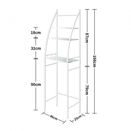 Duxta 3 Over Tiers Toilet Shelf Bathroom Rack Storage Stand Organiser Wash Machine Steel White