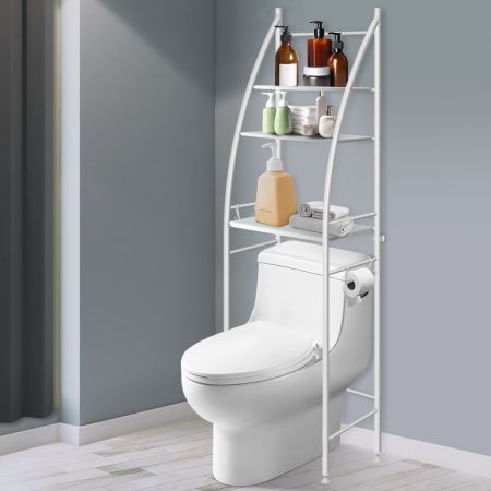 Duxta 3 Over Tiers Toilet Shelf Bathroom Rack Storage Stand Organiser Wash Machine Steel White