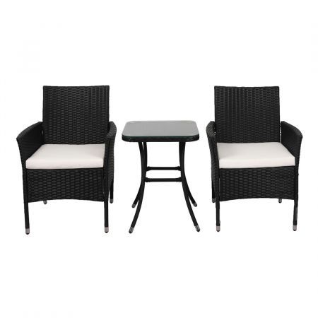 Levede 3 Pcs Outdoor Furniture Set Chair Table Patio Garden Rattan Seat Setting