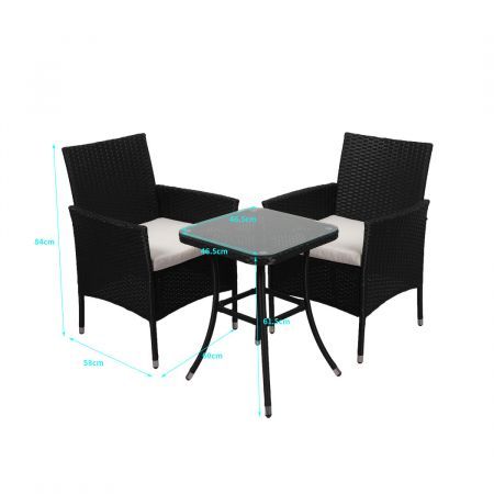 Levede 3 Pcs Outdoor Furniture Set Chair Table Patio Garden Rattan Seat Setting