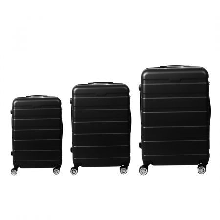 3PC Luggage sets Suitcase Black