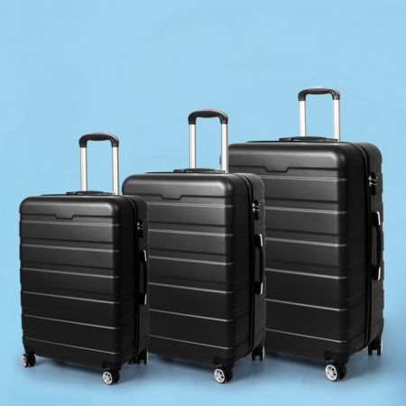 3PC Luggage sets Suitcase Black