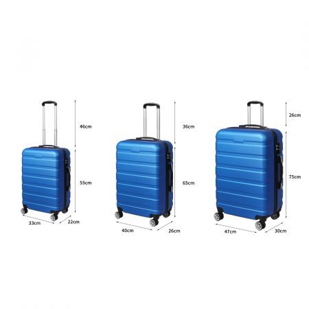 3PC Luggage sets Suitcase Blue