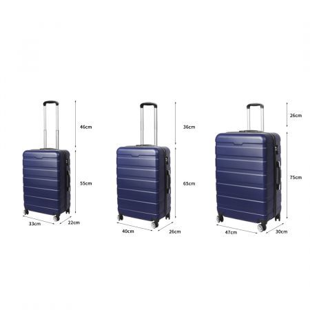 Slimbridge Luggage Suitcase Trolley 3Pcs set 20 24 28 Travel Packing Lock Navy