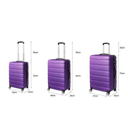 Slimbridge Luggage Suitcase Trolley 3Pcs set 20 24 28 Travel Packing Lock Purple