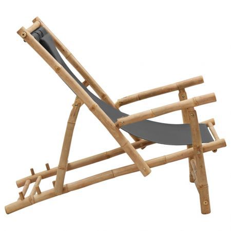 Deck Chair Bamboo and Canvas Dark Grey