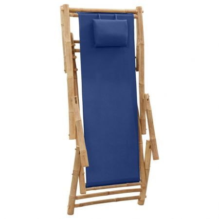 Deck Chair Bamboo and Canvas Navy Blue