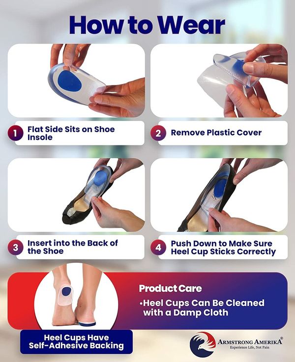 Gel Heel Cups Plantar Fasciitis Inserts,6 Pack,Silicone Heel Cup Pads for Bone Spurs Pain Relief Protectors of Your Sore or Bruised Feet Best Insole Gels Treatment (Small)