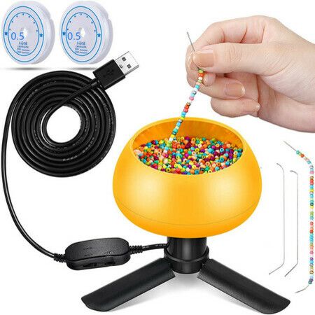 Electric Bead Spinner with 24-color beads for DIY Jewelry Making Seed Beads Waist Beads Necklaces and Bracelets Gifts