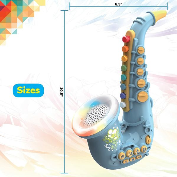 Educational Kids Saxophone with Dynamic LED Lights for Kids – Blue