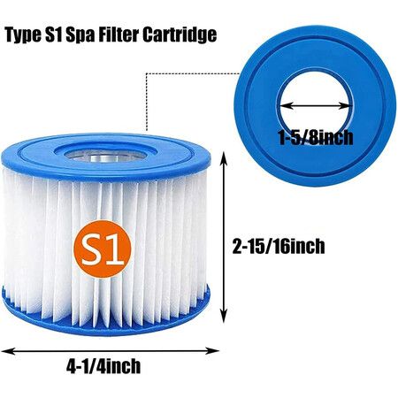 Type S1 Spa Filter Cartridge, Compatible with All for Intex PureSpa Models (4 Pcs)