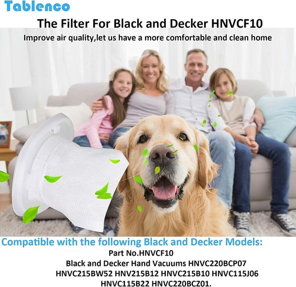 HNVCF10 Replacement Filters, Compatible with Black and Decker Dustbuster Hand Vacuums (6 Pack)