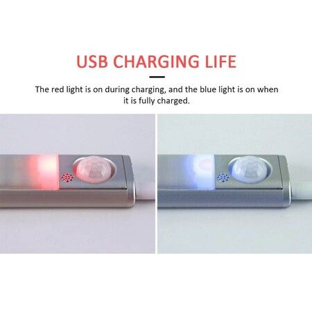 22CM LED Under Cabinet Light Smart PIR Motion Sensor USB Charging Night Lamp For Room Stairs Toilet