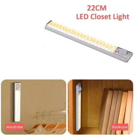 22CM LED Under Cabinet Light Smart PIR Motion Sensor USB Charging Night Lamp For Room Stairs Toilet