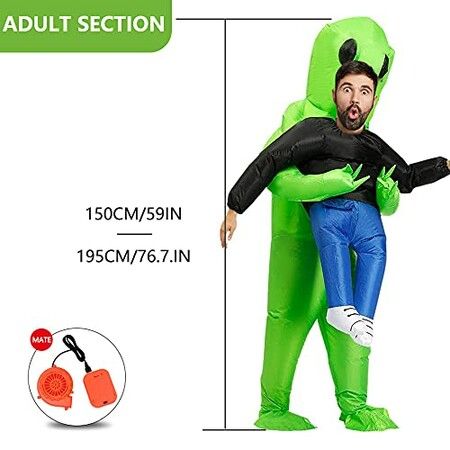 Inflatable Christmas Alien Costume Blow Up Suit Cosplay Costume Christmas Party  All sizes fit