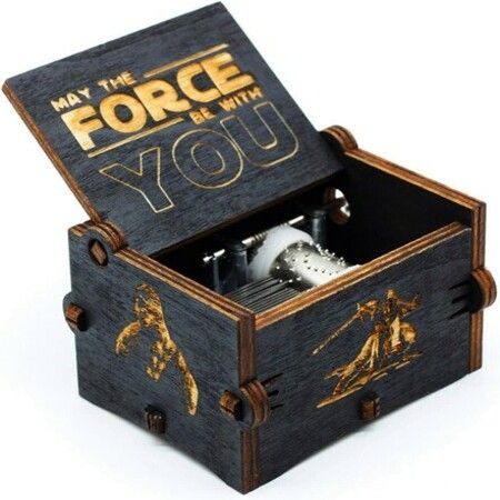 Black Wood Star Wars Music Box Crafts for Children Gifts (Black)