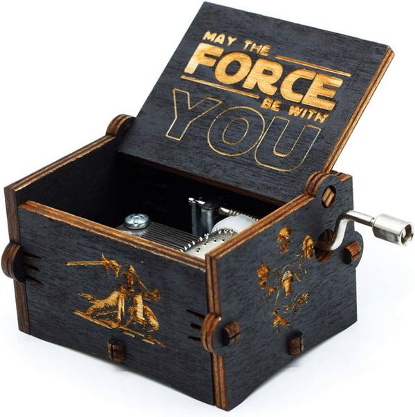 Black Wood Star Wars Music Box Crafts for Children Gifts (Black)