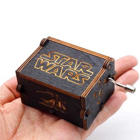 Black Wood Star Wars Music Box Crafts for Children Gifts (Black)