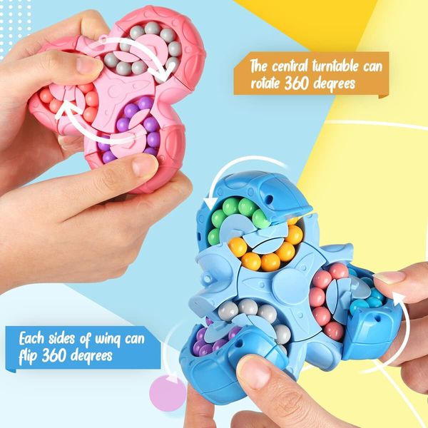 Rotating Magic Bean Cube Spinner Stress Reduction and Anxiety Relief Hand Sensory Toy for Kids, Ideal Party Favor Rotating Magic Bean Games