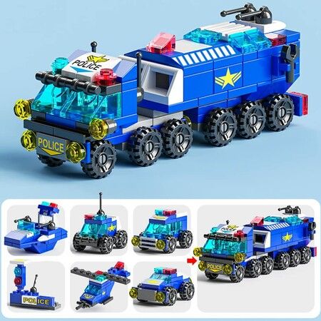 147 Pcs 6 in 1 City DIY Fighter Plane Destroyer Fighter Vehicles Warcraft Bricks Building Kits Educational Toys for Kids Aged 6+