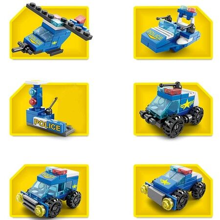 147 Pcs 6 in 1 City DIY Fighter Plane Destroyer Fighter Vehicles Warcraft Bricks Building Kits Educational Toys for Kids Aged 6+