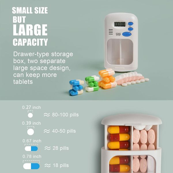 Automatic Pill Reminder Box, Portable Travel Mini Cute Medicine Reminder