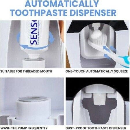 Dust-Proof Toothpaste Dispenser Toothpaste Squeezer Kit (Black)