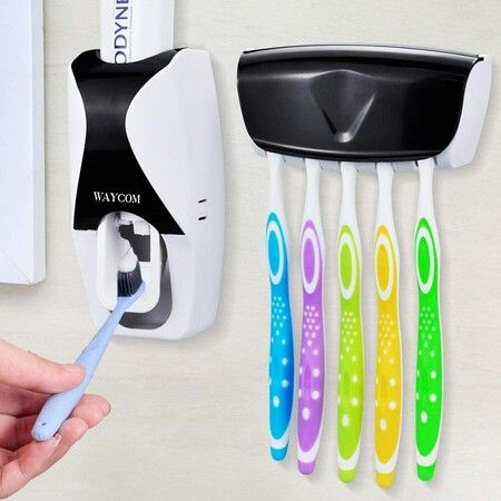 Dust-Proof Toothpaste Dispenser Toothpaste Squeezer Kit (Black)