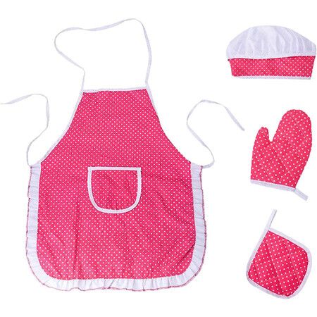 Pretend Play Clothes Apron Gloves Hat Cooker Gift for Kids Girls