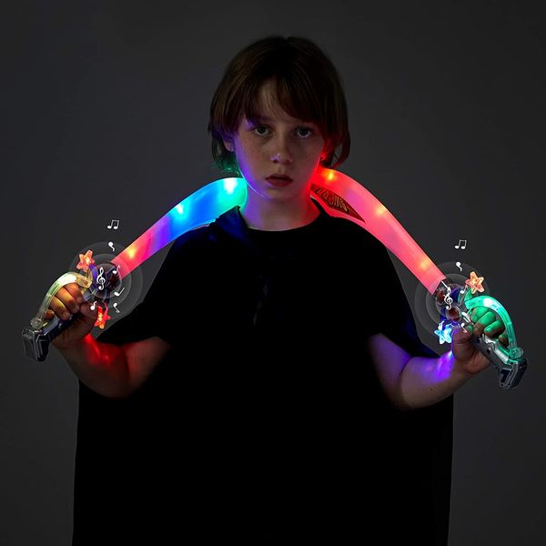 LED Light Up Flashing Buccaneer Swords with Motion Activated Sounds for Realistic Pirate Buccaneer Games